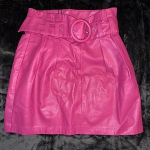 ZARA Pink Leather skirt with belt